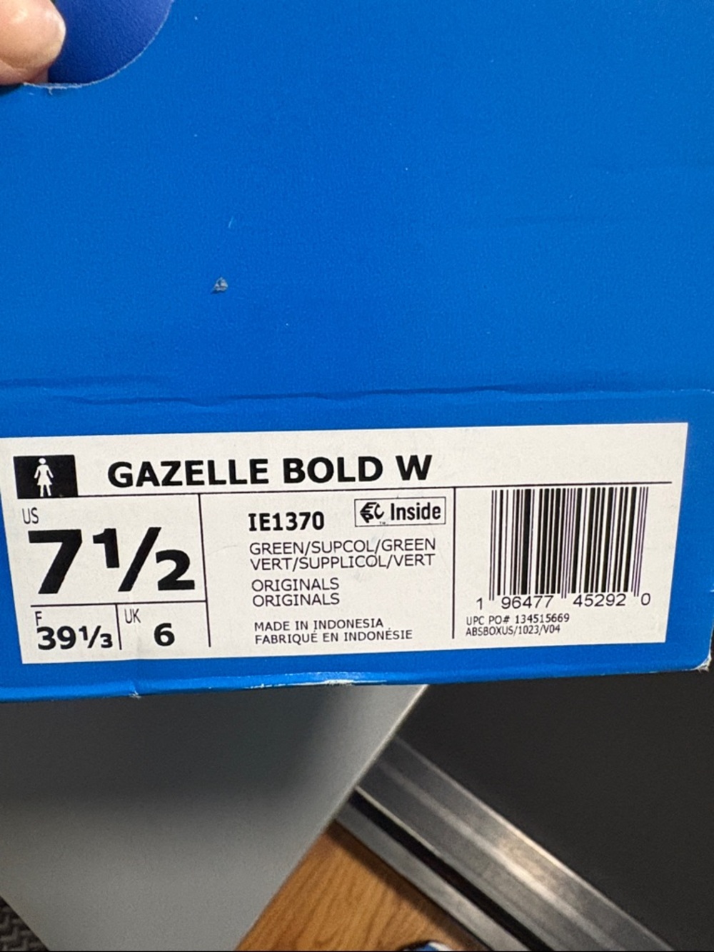 adidas Green Suede Gazelle Bold Platform Sneakers with Blue Stripes NWT - Picture 3 of 10